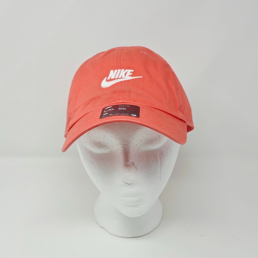 Nike Club FB5368-814 Unstructured Futura Washed Adjustable Hat Cap Coral Sz L/XL